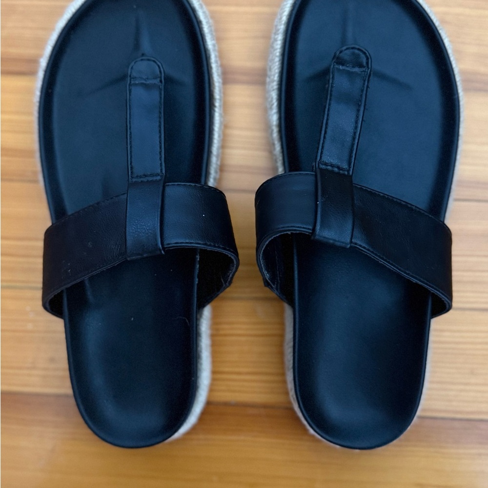 Joie Black Leather Espadrille Sandals (Size 6.5)